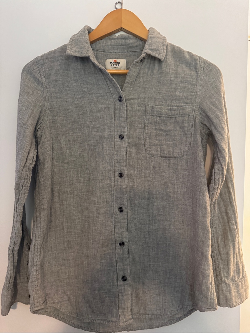 Marine Layer Light Gray Textured Button-Down Shirt